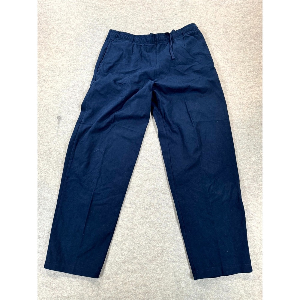 Lands End Jersey Knit Pants Mens Large (36-38) Navy Blue Cotton Drawstring